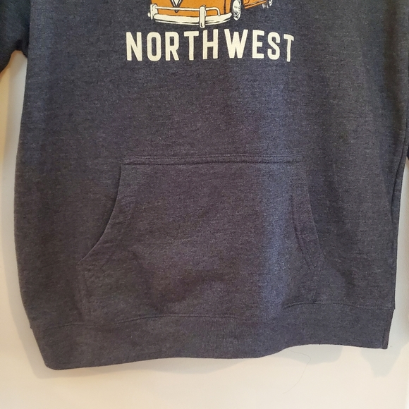 Bear Bus Charcoal Hoodie Pacific Northwest Vibes Kangaroo Pocket Large - Picture 4 of 12